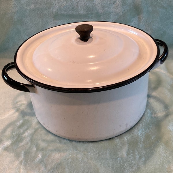 White Enamelware Pot - Etsy