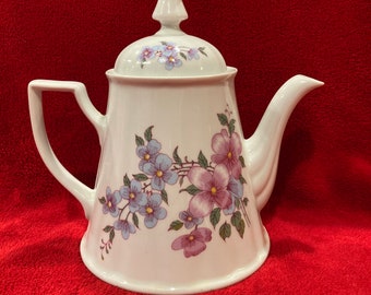 Mint Wunsiedel Bavaria Porcelain Teapot Pink & Blue Flowers 8" Tall