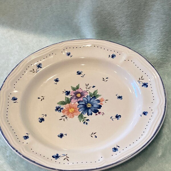Vintage 90er JAHRE PROVINZ BOUQUET Thailand Steinzeug Brot Salat 8" Teller JMP