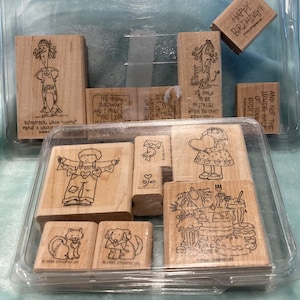 Stampin Up Lot de 13 tampons coeurs oiseau avec enveloppe chat chaton joyeux anniversaire