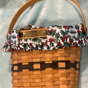 Longaberger Christmas Collection 1998 Glad Tidings Basket W Liner & Protector