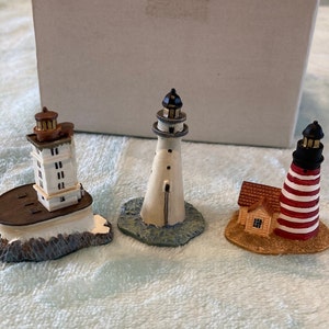New Lenox Miniature Light Houses Set of 3 W QUODDY Head * MINOTS Ledge * Georges