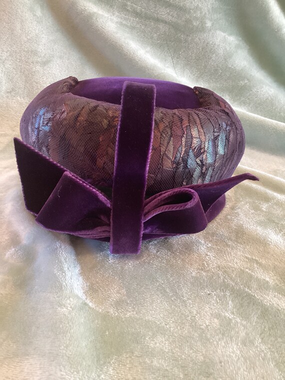 Vintage One of a Kind Jack Mcconnell Purple Velvet Hat  display picture 2