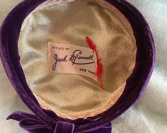 Vintage One of a Kind Jack Mcconnell Purple Velvet Hat  display picture 1