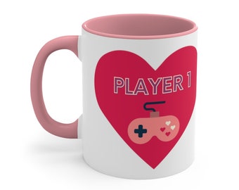 Speler één mok, gamer koffiemok, videogame mok cadeau, cadeau voor gamer vriend echtgenoot, retro gaming mok, speler 1 speler 2 paar cadeau