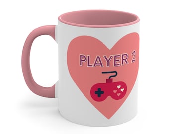 Speler twee mok, gamer koffiemok, videogame mok cadeau, cadeau voor gamer vriend echtgenoot, retro gaming mok, speler 1 speler 2 paar cadeau