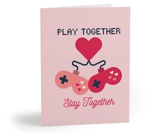 Gamer Valentine Cards Set of 8 | Player 2 Funny Love Card Pack for Boyfriend Husband | Video Game Anniversary Card Boxed Set