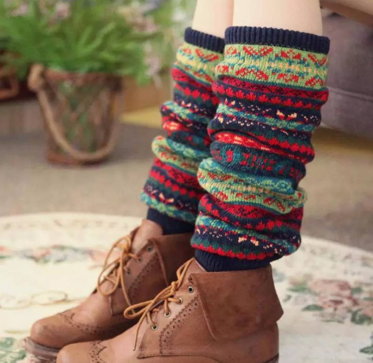 Long Leg Warmers Knitted Boot Cuffs Socks Stockings Boho Fair - Etsy