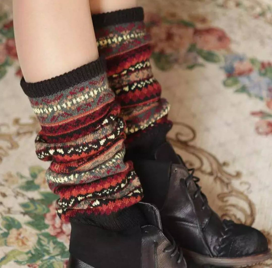 Long Leg Warmers Knitted Boot Cuffs Socks Stockings Boho Fair - Etsy