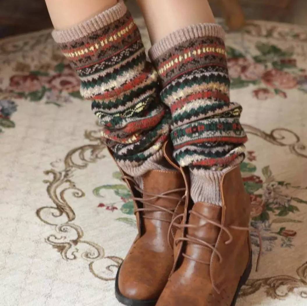 Long Leg Warmers Knitted Boot Cuffs Socks Stockings Boho Fair Isle Knee  High Boots Cuffs -  Canada