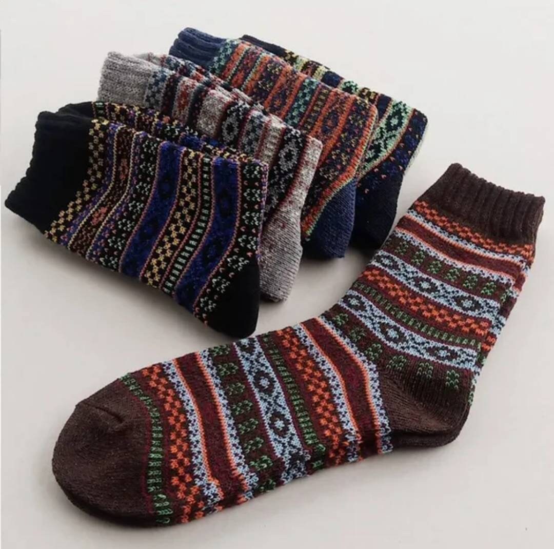 Thick Socks Thermal Stripe Crew Socks Hiking Soft Cozy Socks - Etsy UK