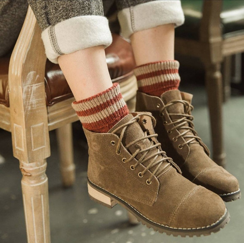 Cotton Socks Warm Boots Socks Vintage Knit Stripe Socks - Etsy UK