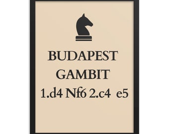 chess poster, Framed poster, chess player gift, Budapest Gambit, chess gift for dad, minimalist poster, chess game, chess wall art