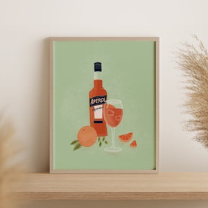 Aperol Spritz Bliss Digitale Download Art Print, Bar Cart Decor Print, Apertivo Hour, Cocktail Party Wall Art, Italiaans Apertif, Home Bar