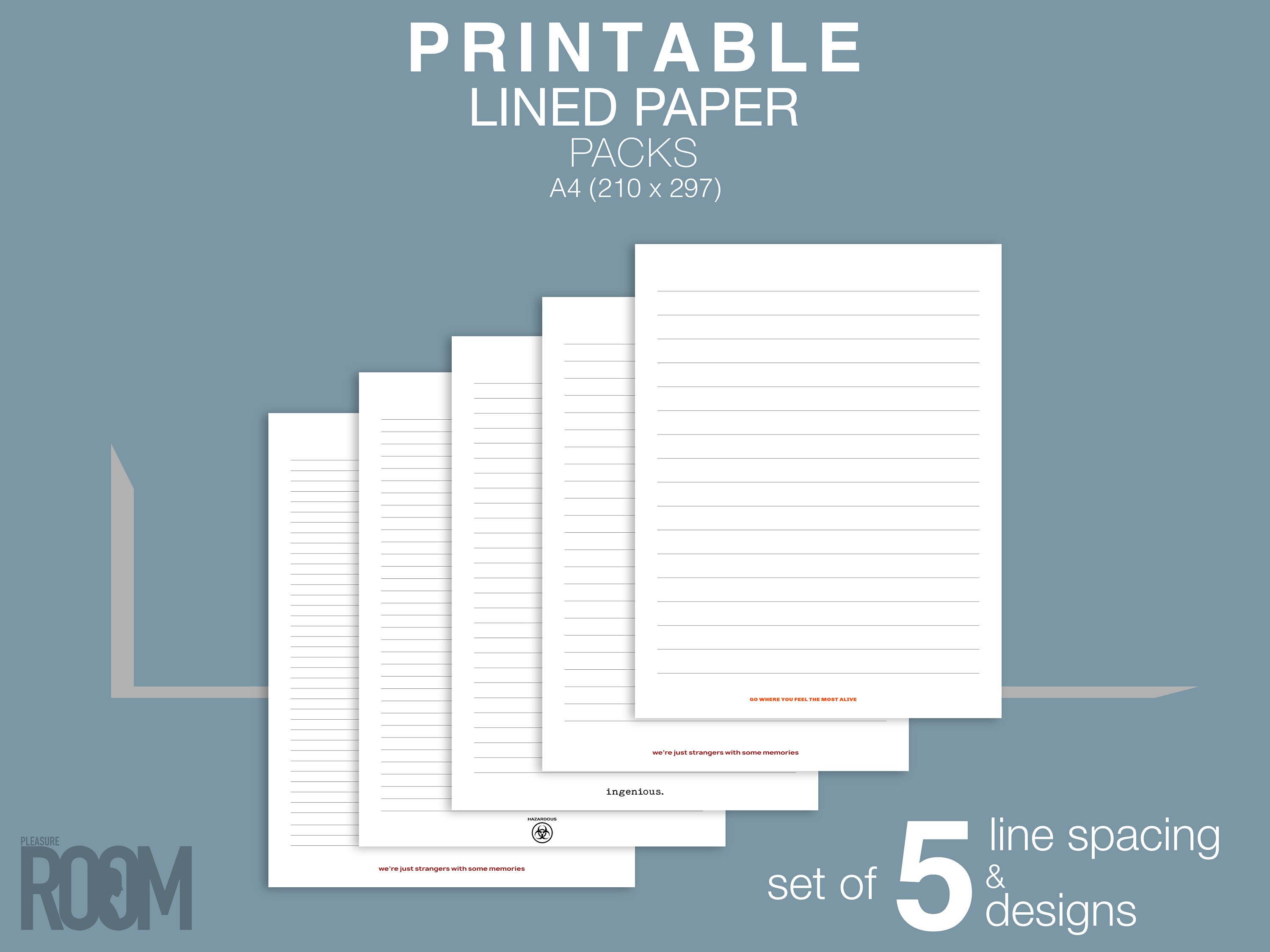 printable lined paper a4 us letter pdf binder college ruled etsy
