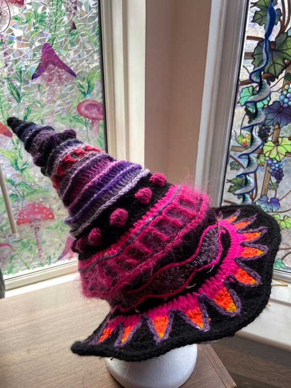 Witchy Custom Whimsygoth Gothic Hippy Boho Crochet Witch Hat  display picture 3