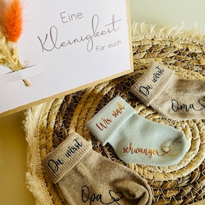 Schwangerschaft verkünden wir sind schwanger wir bekommen  Hallo Welt Du wirst Papa/Oma/Opa/Tante/Onkel Bruder mit Trockenblumenstrauß