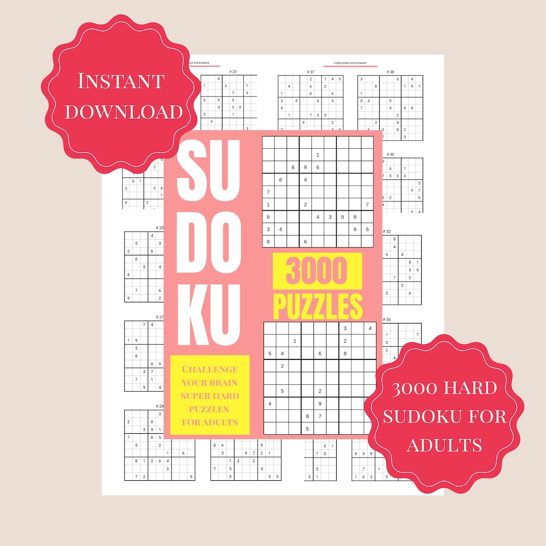 3000 Hard Sudoku Puzzles for Adults | Printable A4 (PDF Download) - Etsy