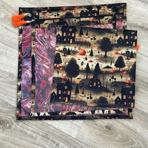 Halloween scene fabric Cross stitch or craft Project bag 3 sizes to fit all frames