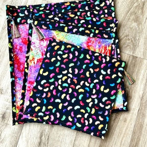 Multi rainbow coloured fabric with vinyl front Project / WIP bag 3 sizes to fit all frames