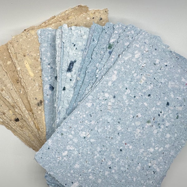 Handmade Paper -- Wild Blue & Wild Tan, 3 Sheets per Pack. Size 5.5 x 8.5 with deckle edges