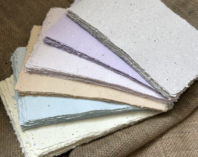 Handmade Paper: The Speckle Collection, 5.5 x 8.5 with deckle edges, 3 Sheets per pack. Choice of weights