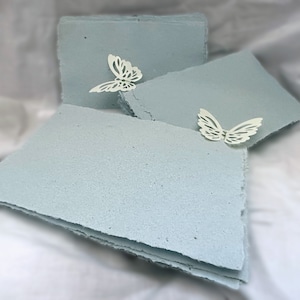 Handmade Paper -- Baby Blue, 3 Sheets Per Pack. Approx 5.5 x 8.5 with deckle edges