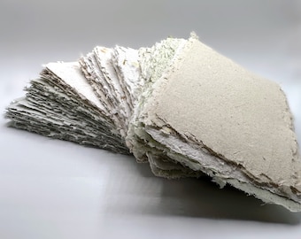Handmade Note Paper: Assorted neutral colors & weights, 20/pack; size 3.5"x5.5". Deckle edges.
