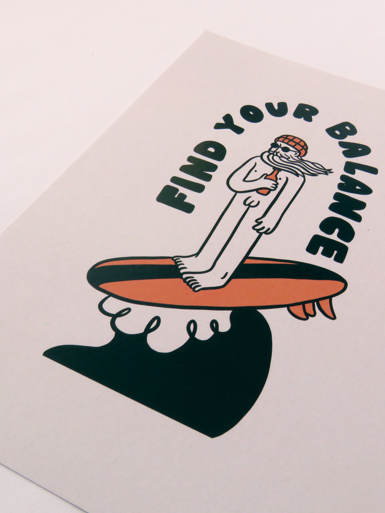 Find Your Balance Art Print Illustrated Print Surf Art | Etsy