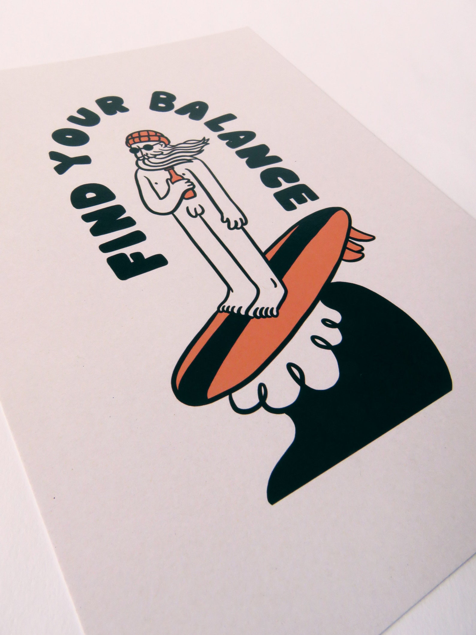 Find Your Balance Art Print Illustrated Print Surf Art | Etsy