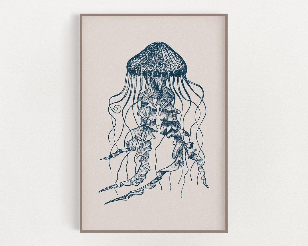 Jellyfish Print - Coastal Nautical - Beach House Decor - Wall Art ...