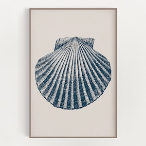 Clam Shell Print - Coastal Wall Art - Beach House Decor - Coastal Nautical - Wall Art Poster