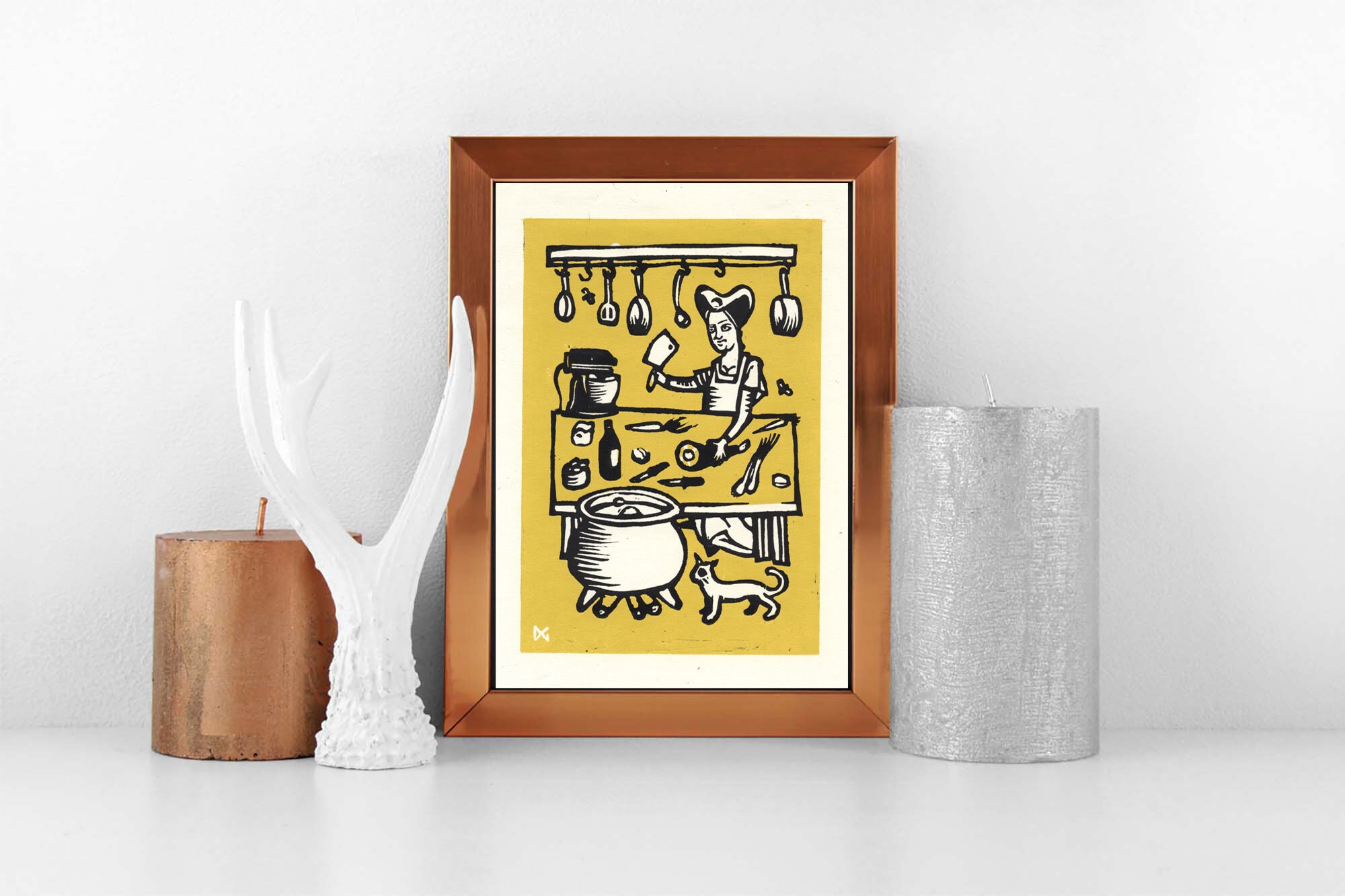 Medieval Cooking | Linocut Print | Medieval Art | Hand Printed - Etsy
