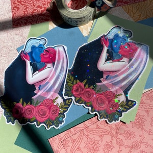 Lore Olympus inspired Persephone and Hades wedding sticker