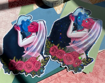 Lore Olympus inspired Persephone and Hades wedding sticker