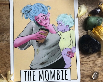 Mombie Tarot Card sticker , funny tarot sticker , tarot card , vinyl sticker , tarot humor, laptop sticker, decal, water bottle sticker