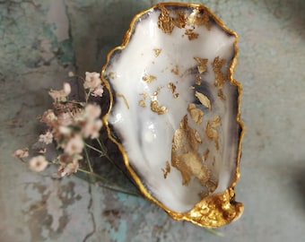 Jewelry bowl "golden" small, Jewelry bowl set, Oyster shells, Decorative bowl