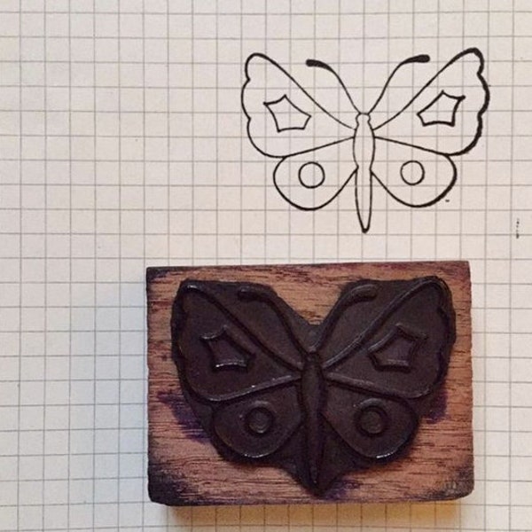 French vintage rubber stamp butterfly scrapbooking, Clamhan Gallery, printing block