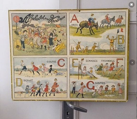 Trois Panneaux Éducatifs Alphabet Des Vacances Par R. de Nezières