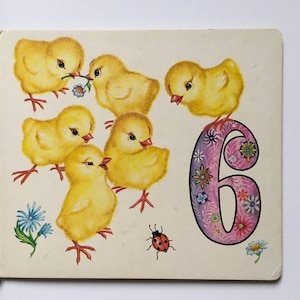 Livre ancien cartonné pour enfants. Apprendre les chiffres et compter.