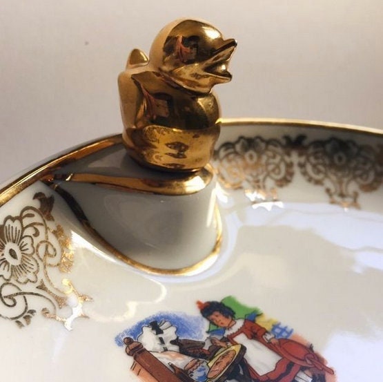 Petite Assiette Japonaise En Forme De Chat - Faïence Peinte à La Main, Or Et Noir, Fabrication Italie