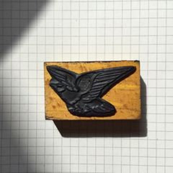 French vintage rubber stamp eagle, printing block, stationery