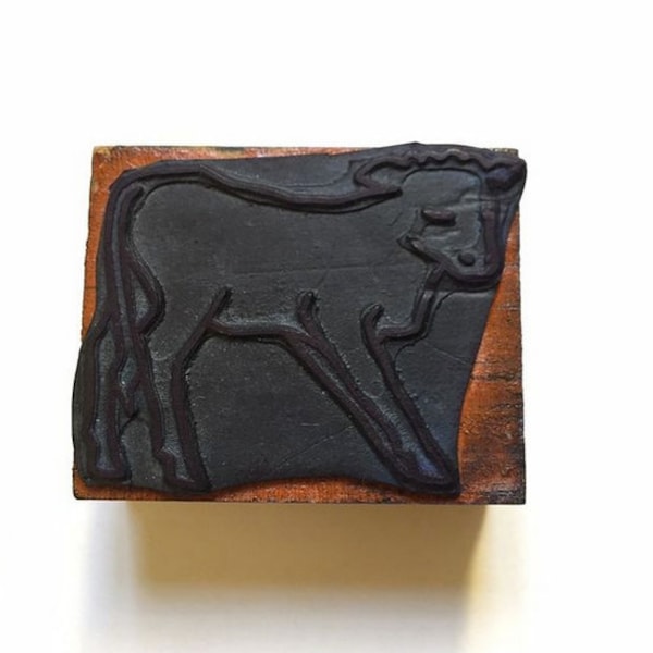 Vintage calf rubber stamp French vintage rubber stamp Clamhan Gallery, printing blocks