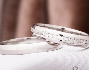 Wedding Ring Sets, His and Hers Silver Wedding Rings, Wedding Band Set, Couple Ring Set, Matching Wedding Band, Unique Wedding Ring