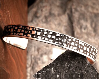 Silver Mens Bracelet - Personalized Mens Engraved Bracelet - Thick Cuff Men - Bracelet for Him - Custom Anniversary Silver Gift for Men