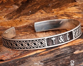 Silver Mens Bracelet - Personalized Mens Engraved Bracelet - Thick Cuff Men - Bracelet for Him - Custom Anniversary Silver Gift for Men