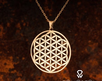 Gold Plated Flower of Life Necklace. Flower of Life Silver Pendant, 18k Gold Plated  Flower of Life Necklace. Flower of Life Necklace.