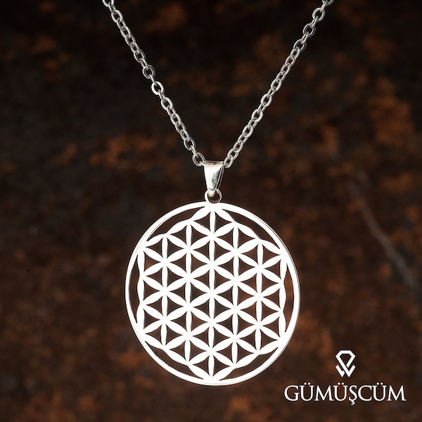 Silver Flower of Life Necklace. Flower of Life Silver Pendant, Silver Flower of Life Pendant. Flower of Life Necklace.