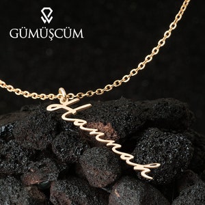 Custom Name Necklace. 18K Gold Plated Name Pendant, Personalized Gold Plated Necklace. Silver Necklace, Dainty Name Pendant.