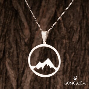 Mountain Silver Necklace, Adventure Silver Necklace, Landscape Silver Necklace. Nature Silver Necklace. Unisex Adventure Silver Necklace.